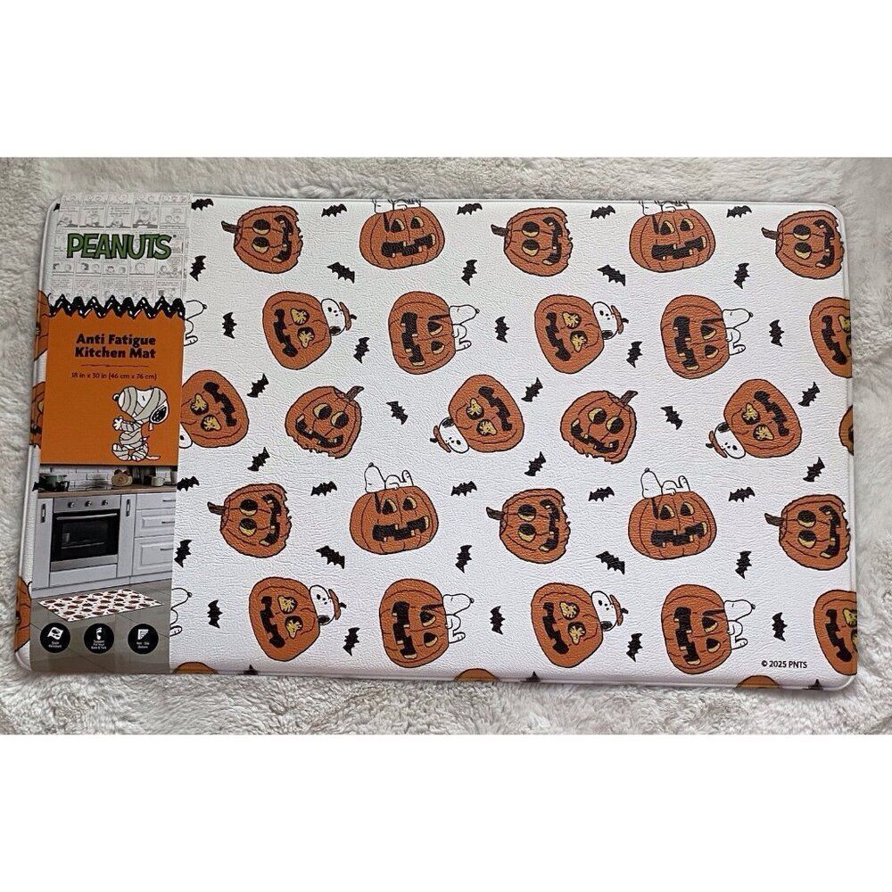 Peanuts Snoopy Woodstock Kitchen Mat Anti Fatigue 18x30” Halloween Pumpkins NEW